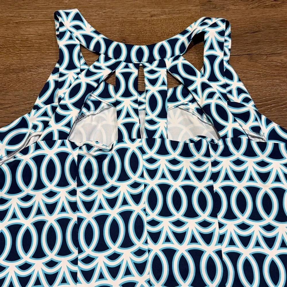 Lulu-B Navy & Light Blue Geometric Tank Dress - Picture 6 of 6